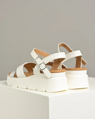 Bele ženske sandale na platformu, slika 8