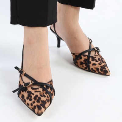 Ženske sandalete na štiklu, leopard print, slika 2