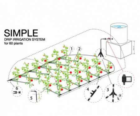 Sistem de irigare prin picurare VORDICH Simple pentru 60 plante
