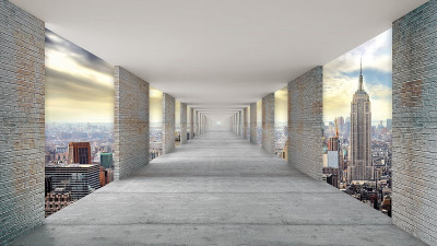 Enhance your walls with cityscape 3D wall murals