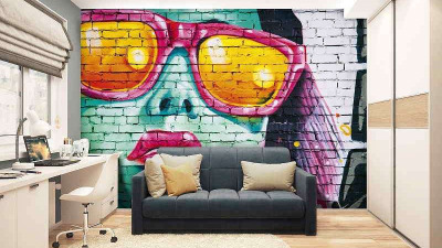 Wall murals with graffiti for teenagers