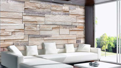 Wall murals with brick, stone and wood walls