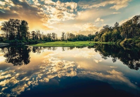 Calming image of lake and forest reflections - 12024