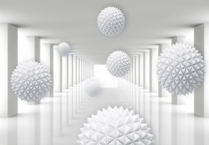 3D spatial tunnel corridor spheres wall mural - 14142 - Img 1