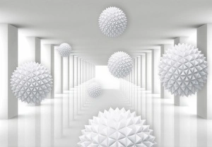 3D spatial tunnel corridor spheres wall mural - 14142