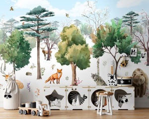 Animals in the woods wall mural - 14411 - Img 2