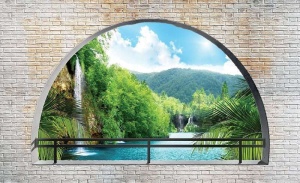 Arched river wall mural with 3d effect - 2837 - Img 1