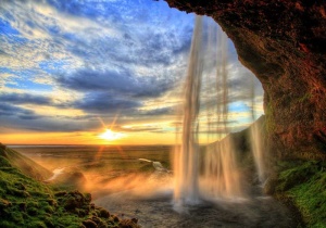 Gorgeous waterfall and sunrise in the background- 13056 - Img 1