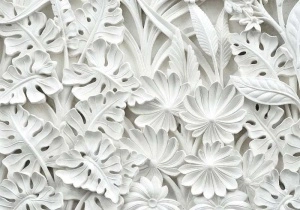 Gypsum palm leaves 3D effect wall decor -10052