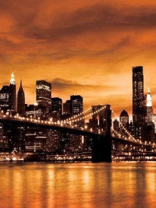 New York city bridge at night wall paper - 228A