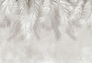 Palm leaves in white and grey wall mural - 13934