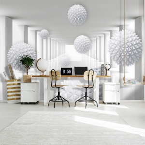 3D spatial tunnel corridor spheres wall mural - 14142 - Img 2