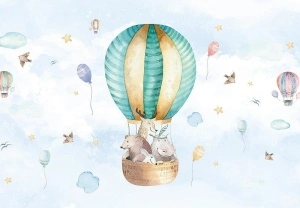 Balloon with animals, children's room wall mural - 13510