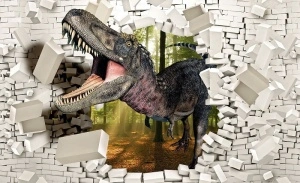Dinosaur breaking through the wall, kids wallpaper - 11462