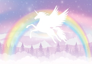 Pegasus, unicorn, rainbow wall mural - 14172