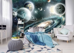 Planets and Milky way galaxy mural - 11896 - Img 2