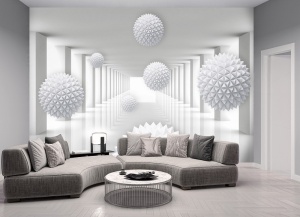 3D spatial tunnel corridor spheres wall mural - 14142 - Img 3
