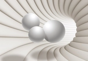 3D tunnel in beige wall mural - 13906