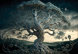 Abstract AI tree art Wall Mural - 14581 - Img 1