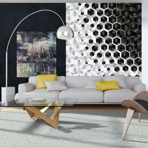 Minimalist wall mural in black and white - 10685A - Img 2