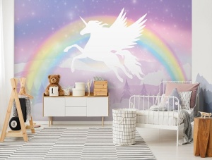 Pegasus, unicorn, rainbow wall mural - 14172 - Img 2