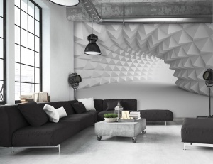 3D Spatial Tunnel White Optical wall mural - 14183 - Img 2