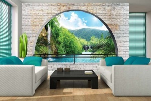 Arched river wall mural with 3d effect - 2837 - Img 2