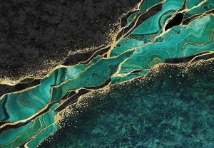 Structure marble dark green gold wall mural - 14134