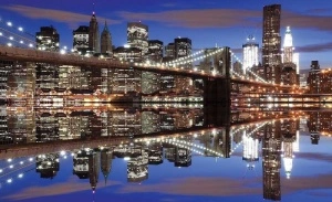 City lights water reflections at night - 1670