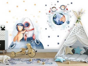 For Kids Stars Galaxy Planets Dog wall mural - 14212 - Img 2