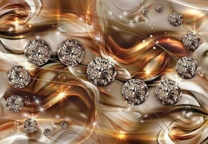 Gold color wallpaper with art shiny elements - 10576