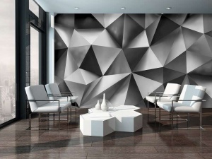 Grey geometric shapes wall mural - 3477 - Img 2