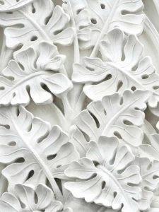 Gypsum palm leaves, 3D effect wall mural - 10052A