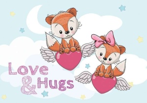 Love & hugs text wall poster - 12537