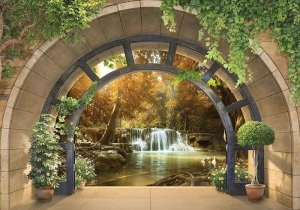 Zen garden background arched wall mural - 11553