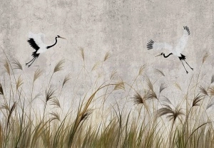 Cranes over grass Photo Wallpaper - 15364