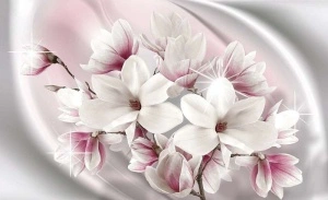 Photo wallpaper milky sea with flowers - 3017