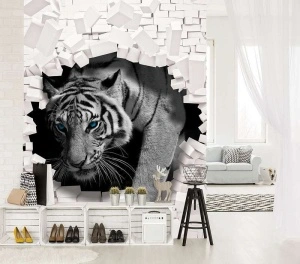Tiger breaking through brick wall - 10400A - Img 2