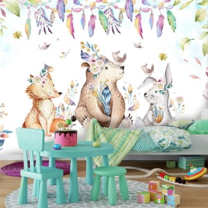 Animals in the forest, funny colors wall mural - 13580 - Img 3