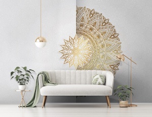 Boho style Mandala gold 3D effect wall mural - 14153 - Img 2
