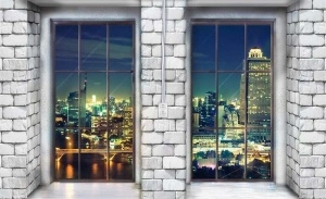 Brick and windows Wall Mural - 12983