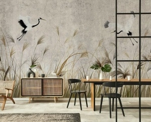 Cranes over grass Photo Wallpaper - 15364 - Img 5