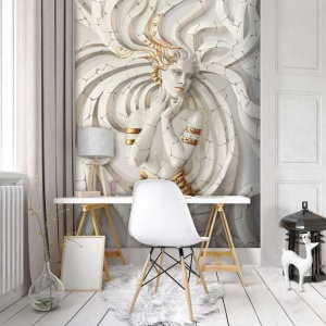 Enchantress statue wall mural with gold elements - 10211A - Img 2