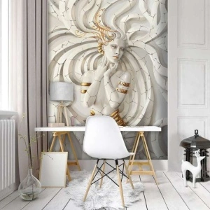 Enchantress statue wall mural with gold elements - 10211A - Img 2