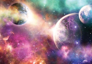 Glamorous landscape of planets and stars in the universe wall mural - 13865 - Img 1