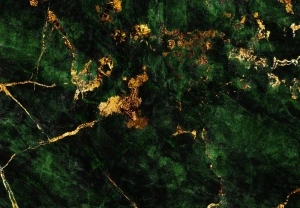 Marble texture dark green gold wall mural - 14145