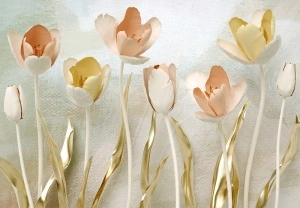 Nature flowers tulips abstract 3D wall mural - 14105