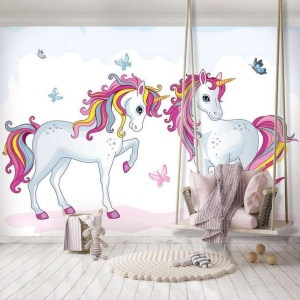 Unicorns, girl's room wall mural - 12550 - Img 3