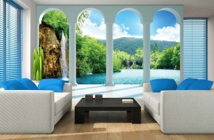 3d wall mural with lake view - 2353 - Img 2