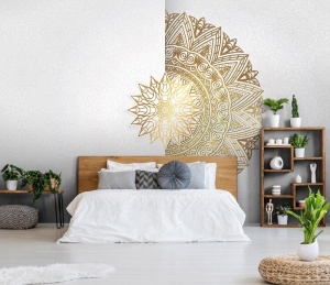 Boho style Mandala gold 3D effect wall mural - 14153 - Img 4